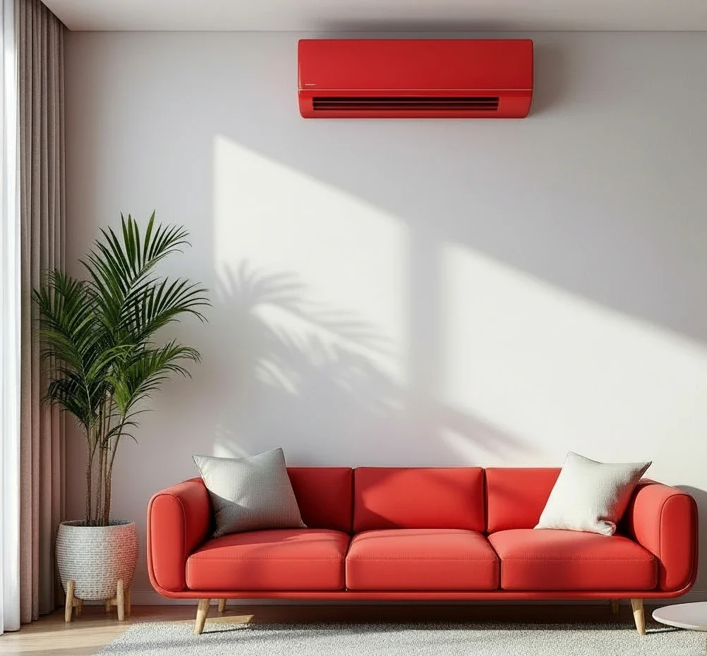 Moderne Klimaanlage in einem stilvollen Wohnzimmer
